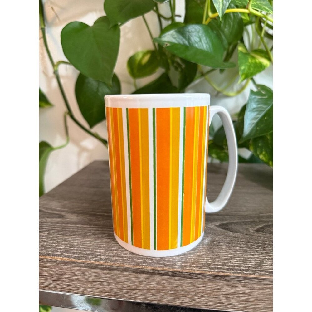 Trisa orange, striped vintage mug